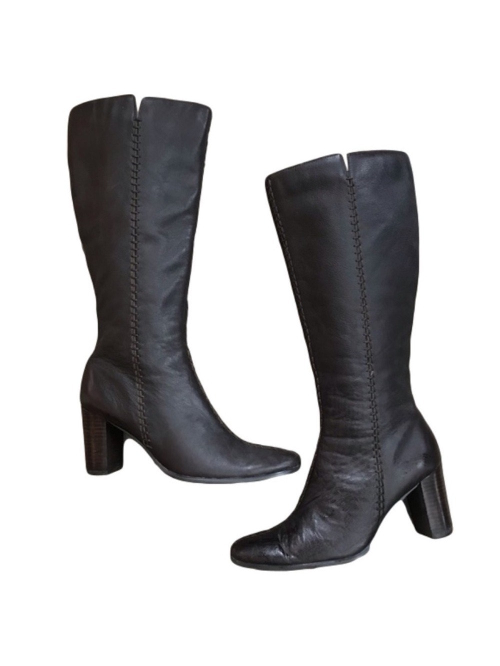 Coldwater Creek heeled Leather whipstitched zipper boots size 6.5